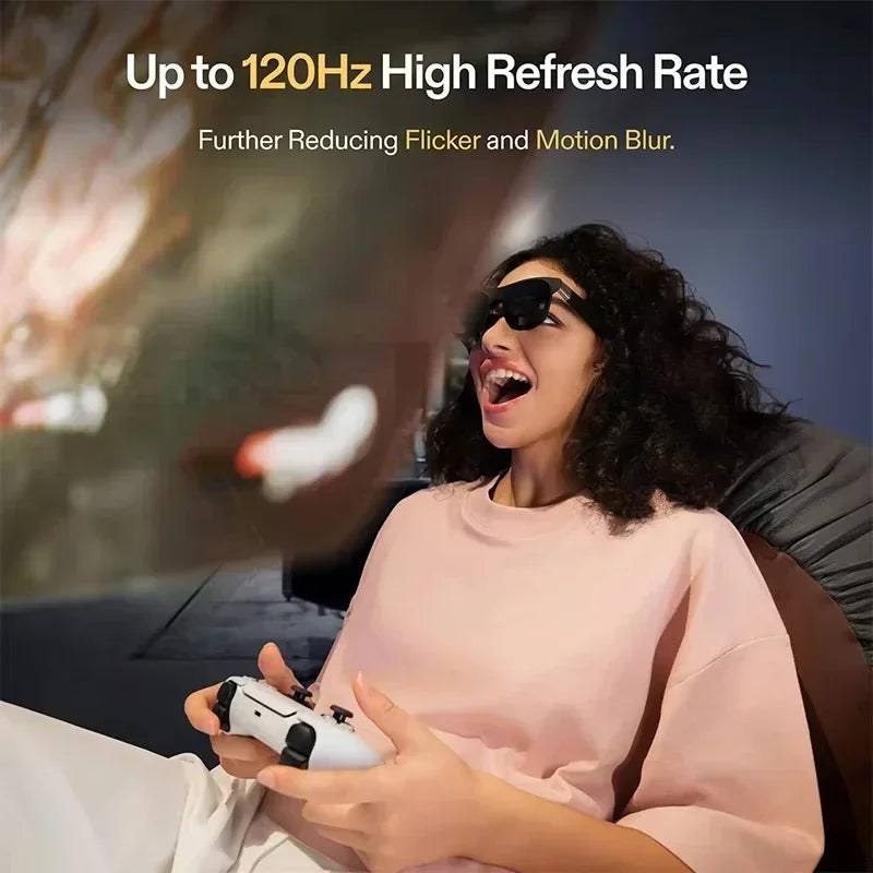 AR display glasses side profile with adjustable temple arms