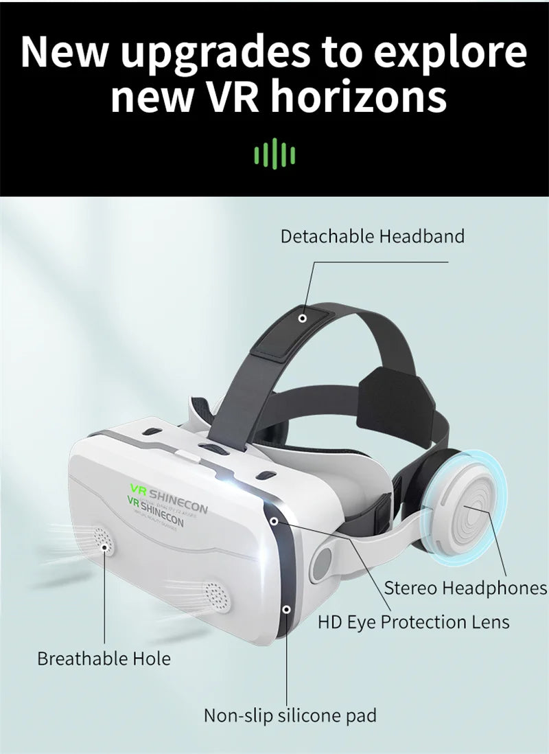Black MetaNexusXR G15E VR glasses with adjustable straps for 4.7-7 inch phones and IMAX 3D viewing | MetaNexusXR
