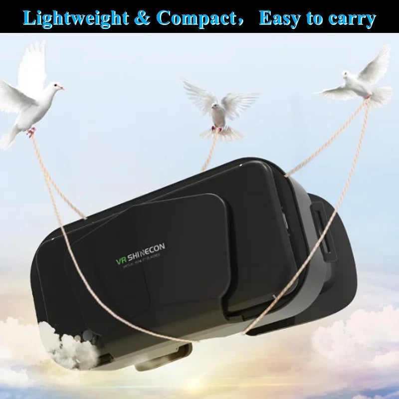 Three-quarter angle of the Wide-FOV VR headset for phone (under 350g) showing the adjustable head strap | MetaNexusXR