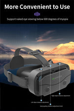 Giant-Screen 3D Viewer, glasses-friendly VR headset with box contents laid out: headset, cloth and manual | MetaNexusXR