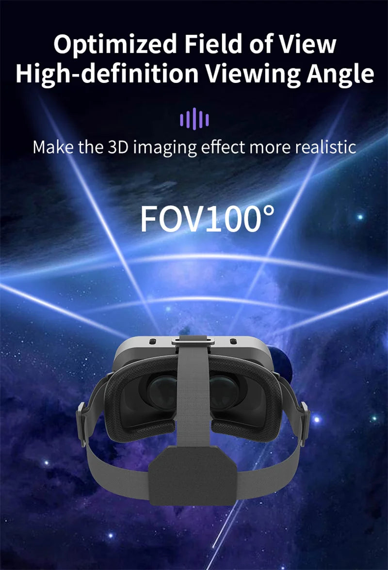 Angled studio shot of the Giant-Screen 3D Viewer, glasses-friendly VR headset against a dark background | MetaNexusXR