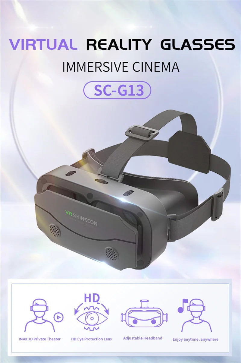 Rear view of the Giant-Screen 3D Viewer, glasses-friendly VR headset showing the strap adjustment buckle | MetaNexusXR