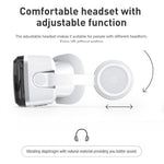 Close-up of the VR headset with built-in headphones and mic's lens housing and focus controls | MetaNexusXR