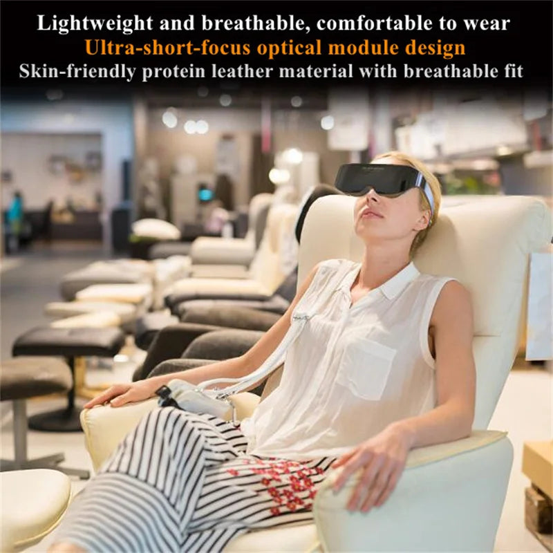 Front view of the Micro-OLED Personal Cinema Glasses, dual lenses and phone tray visible | MetaNexusXR