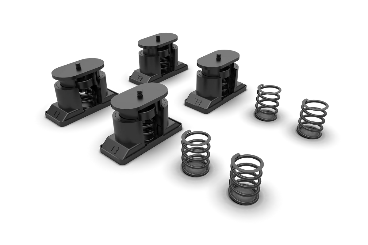 Anti-Vibration Isolation Feet for Sim Rigs – Set of 4 with Medium & Hard Springs, 400 kg – set of four anti-vibration isolation feet with springs for sim rigs – photo 1 of 10