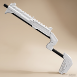 Ghost white VR gun stock side profile, SPINE two-hand frame - MetanexusXR