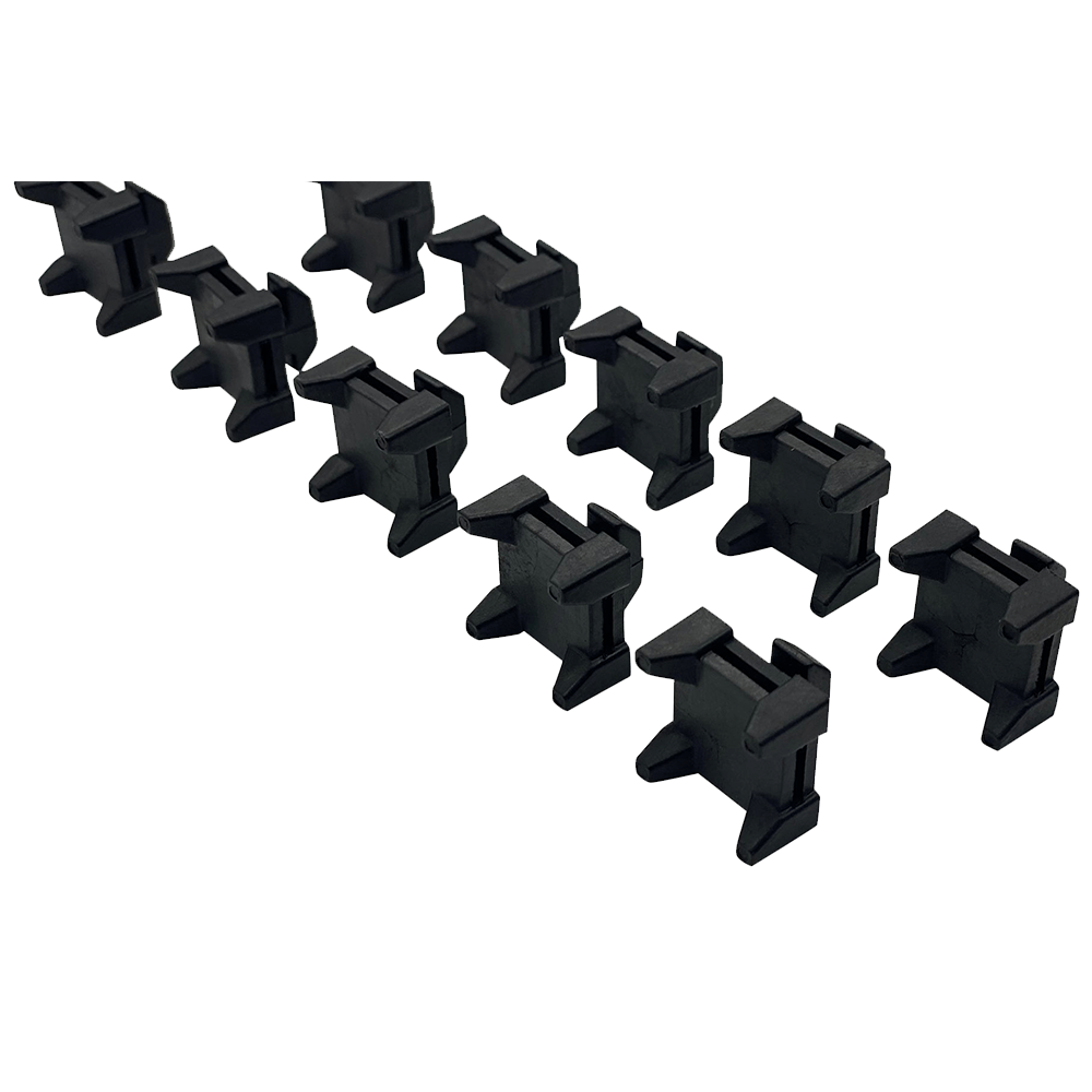 Cable Management Clips & Ties for 8 mm Slot Aluminium Profile – Set of 10 + 10 – cable management clips and ties on an aluminium profile sim rig – photo 1 of 3
