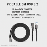 Aluminum alloy gold-plated connector on 5m VR fast charging cable — Metanexus XR