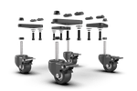 Commercial-Grade Caster Wheels with Brakes for Aluminium Profile Sim Rigs – Set of 4, 60 kg per Wheel – commercial-grade caster wheels with brakes under an aluminium sim rig – photo 2 of 3