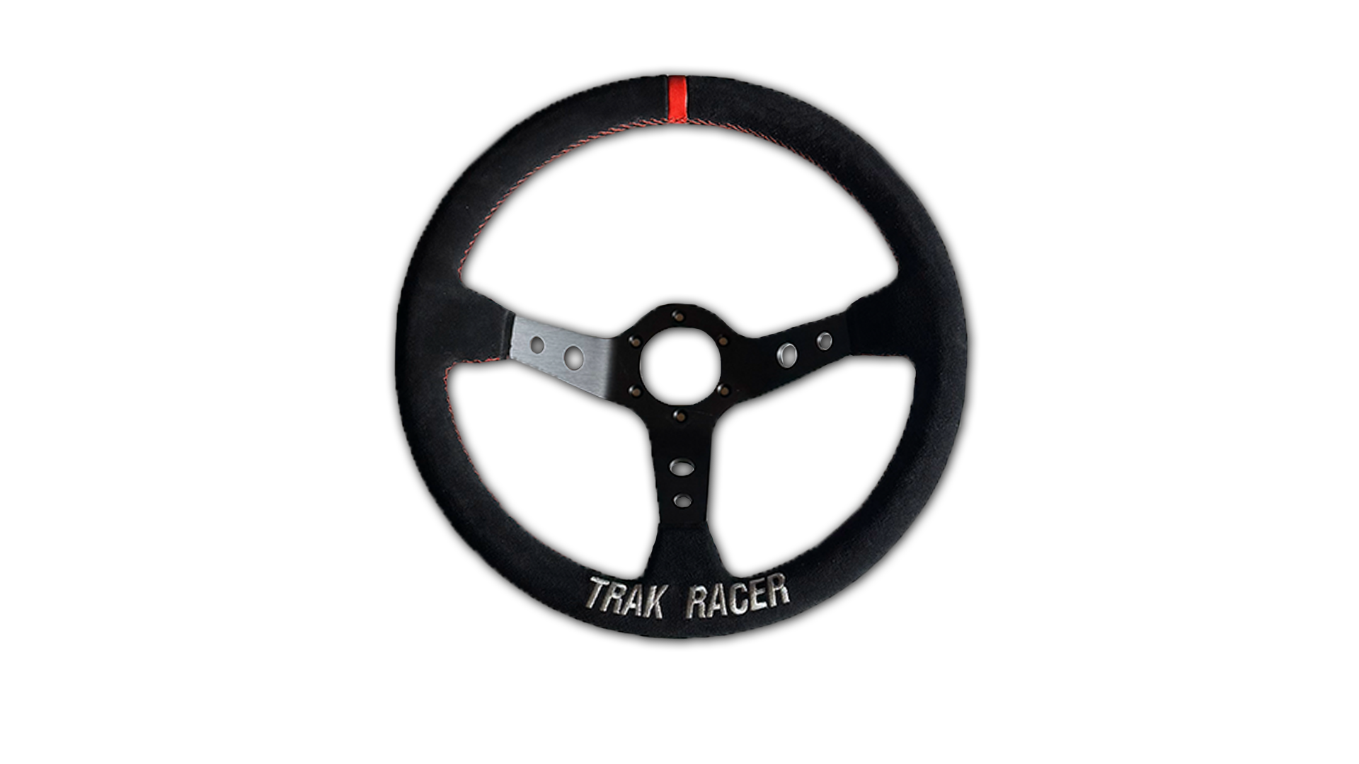 Deep-Dish Drift Steering Wheel 350 mm – Alcantara-Style Grip, Red Stitching, 70 / 50 mm PCD – 350 mm deep-dish drift sim racing steering wheel with red stitching – photo 1 of 4