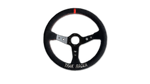 Deep-Dish Drift Steering Wheel 350 mm – Alcantara-Style Grip, Red Stitching, 70 / 50 mm PCD – 350 mm deep-dish drift sim racing steering wheel with red stitching – photo 1 of 4