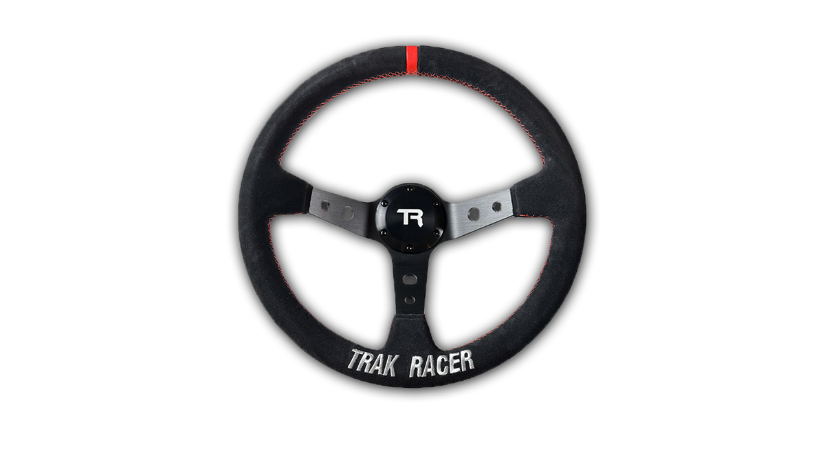 Deep-Dish Drift Steering Wheel 350 mm – Alcantara-Style Grip, Red Stitching, 70 / 50 mm PCD – 350 mm deep-dish drift sim racing steering wheel with red stitching – photo 4 of 4