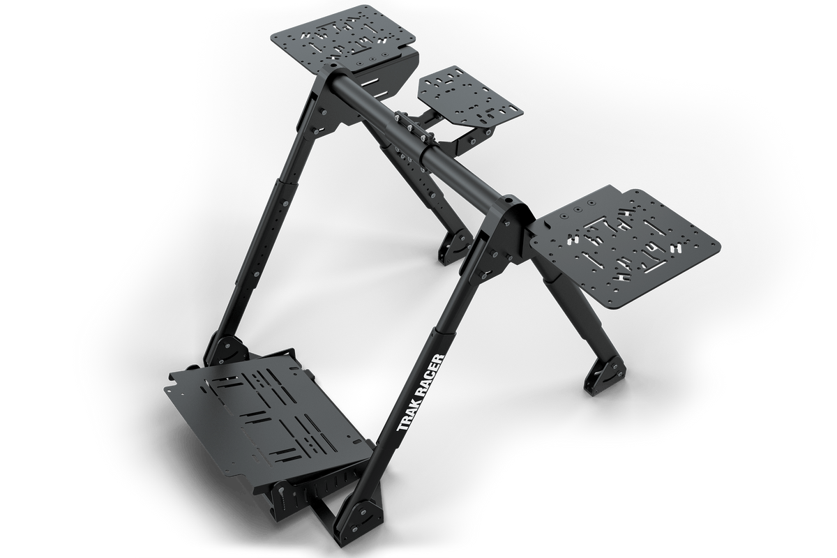 Dual HOTAS Mounts for NexusRig Fold & Aluminium Profile Rigs – Left & Right Joystick and Throttle Plates – left and right HOTAS mounts fitted to a foldable flight sim stand – photo 5 of 5