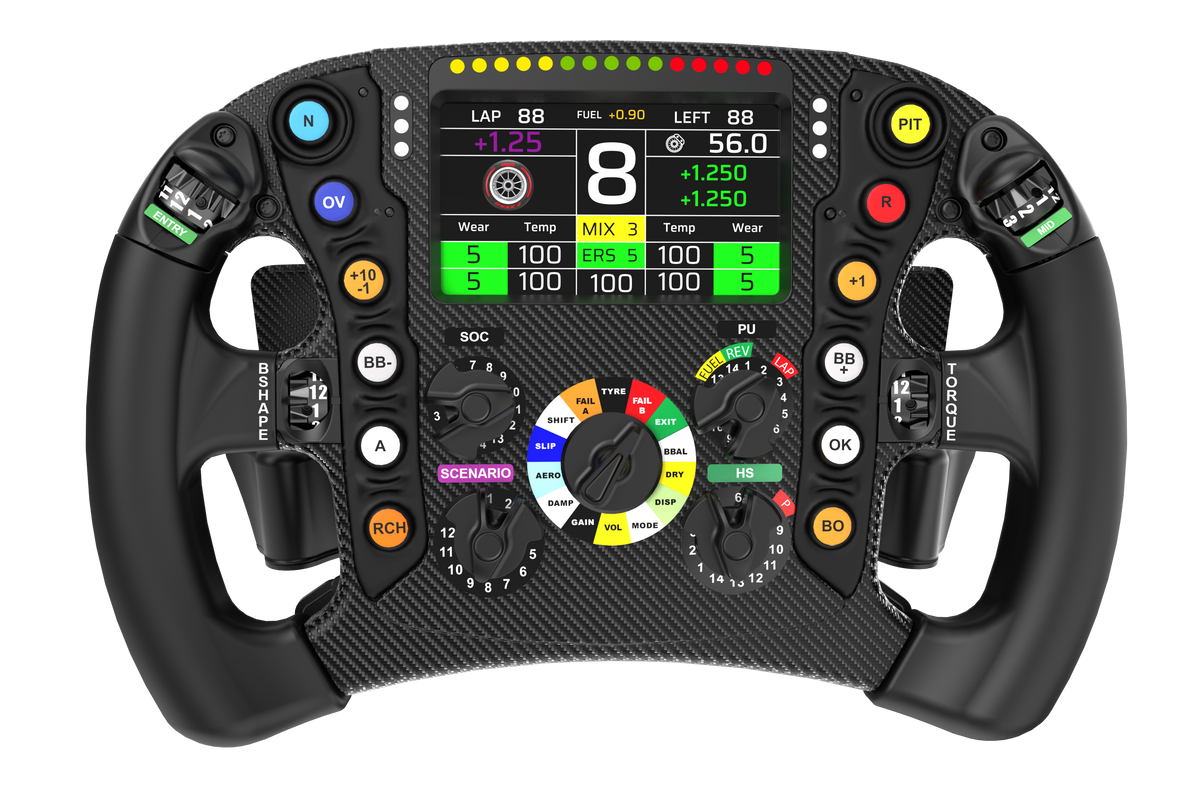 Formula One Replica Sim Racing Wheel (Blue Edition) – 1:1 Carbon F1 Wheel with 4.3-Inch Touchscreen – 1:1 Formula One replica carbon sim racing steering wheel with touchscreen – photo 1 of 10