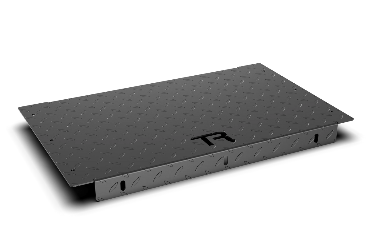 Heavy-Duty Sim Floor – 3 mm Diamond Plate Footrest for Aluminium Profile Sim Racing & Flight Sim Cockpits – 3 mm diamond plate sim floor footrest on an aluminium sim rig – photo 1 of 4