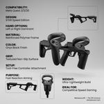 Lightweight VR gun stock for Quest 3, a 0.7 lb slim two-hand frame in Onyx - MetanexusXR MNX-GST-STRIKE