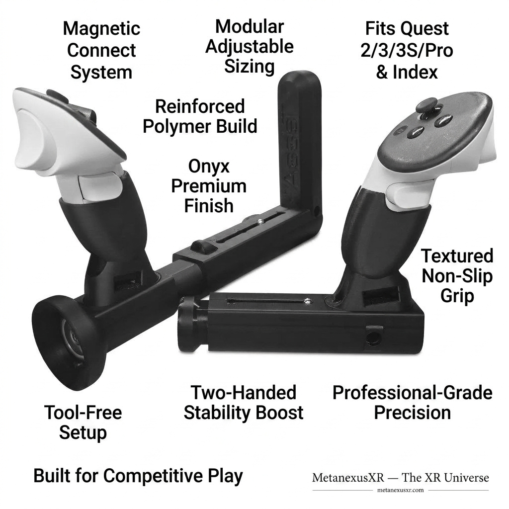 Magnetic modular VR gun stock side profile showing the modular body - MetanexusXR