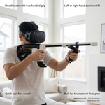 Esports VR rifle stock rear view with the extended buttstock and cheek weld - MetanexusXR