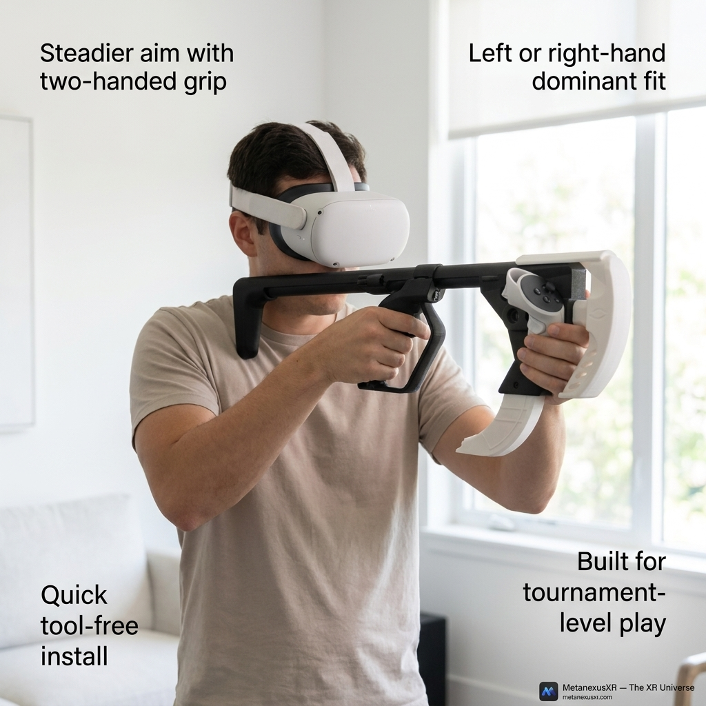 Sentinel VR gun stock Extended body shown beside the Standard length - MetanexusXR MNX-GST-SNTNL-EXT