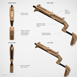 Desert tan VR gun stock rear view with the telescoping stock - MetanexusXR