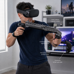 Smoke grey VR gun stock for Quest 2 with Touch controllers - MetanexusXR