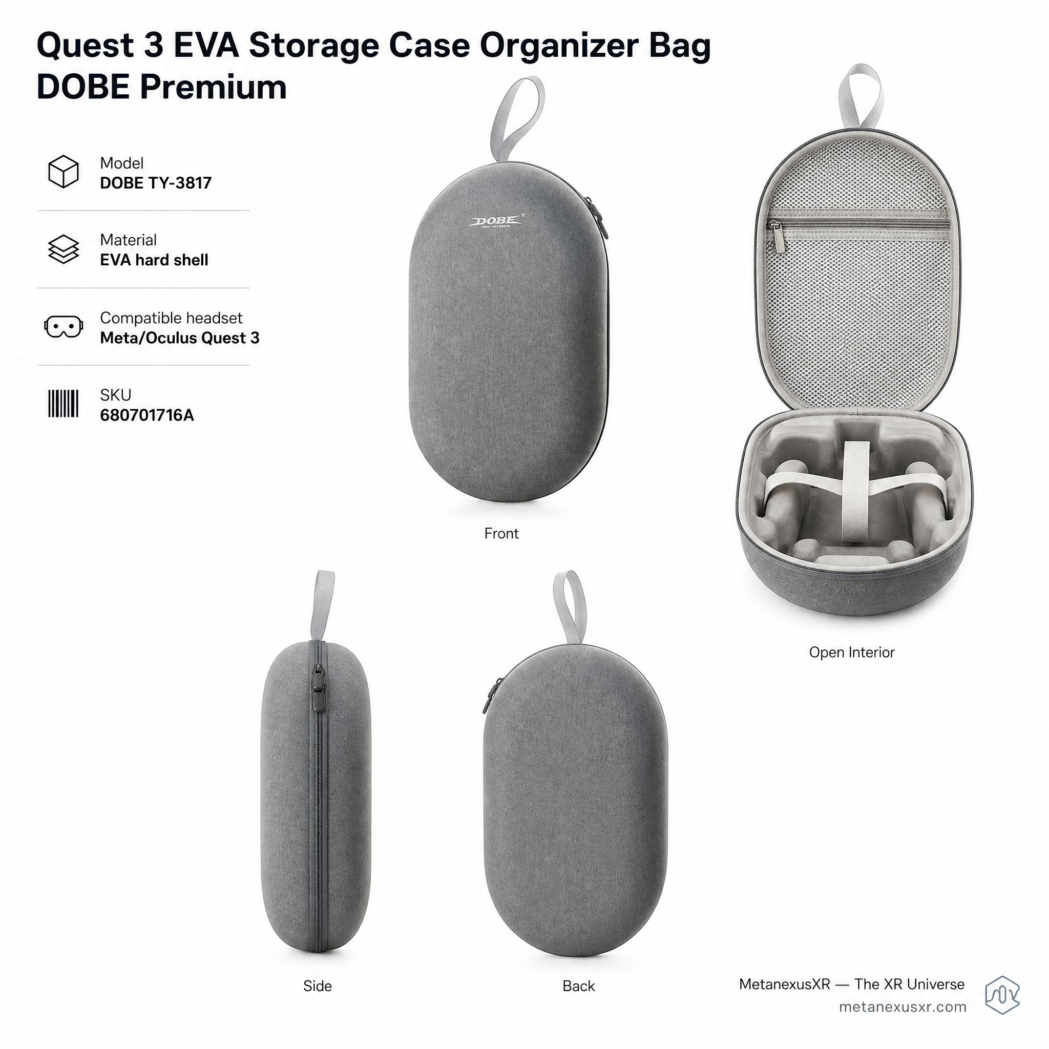 Quest 3 EVA Storage Case Organizer Bag DOBE Premium — MetanexusXR — The XR Universe