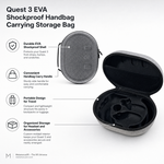 Quest 3 EVA handbag case unzipped showing shaped foam interior - Metanexus XR