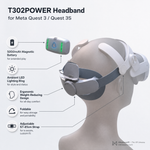 Side view showing the adjustable strap dial on the T302POWER Quest 3 head strap