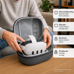 Quest 3 coral fleece case with headset resting on fabric lining - Metanexus XR