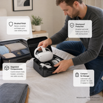 BKANO Quest 2 case with headset and cable packed in organizer pockets - Metanexus XR