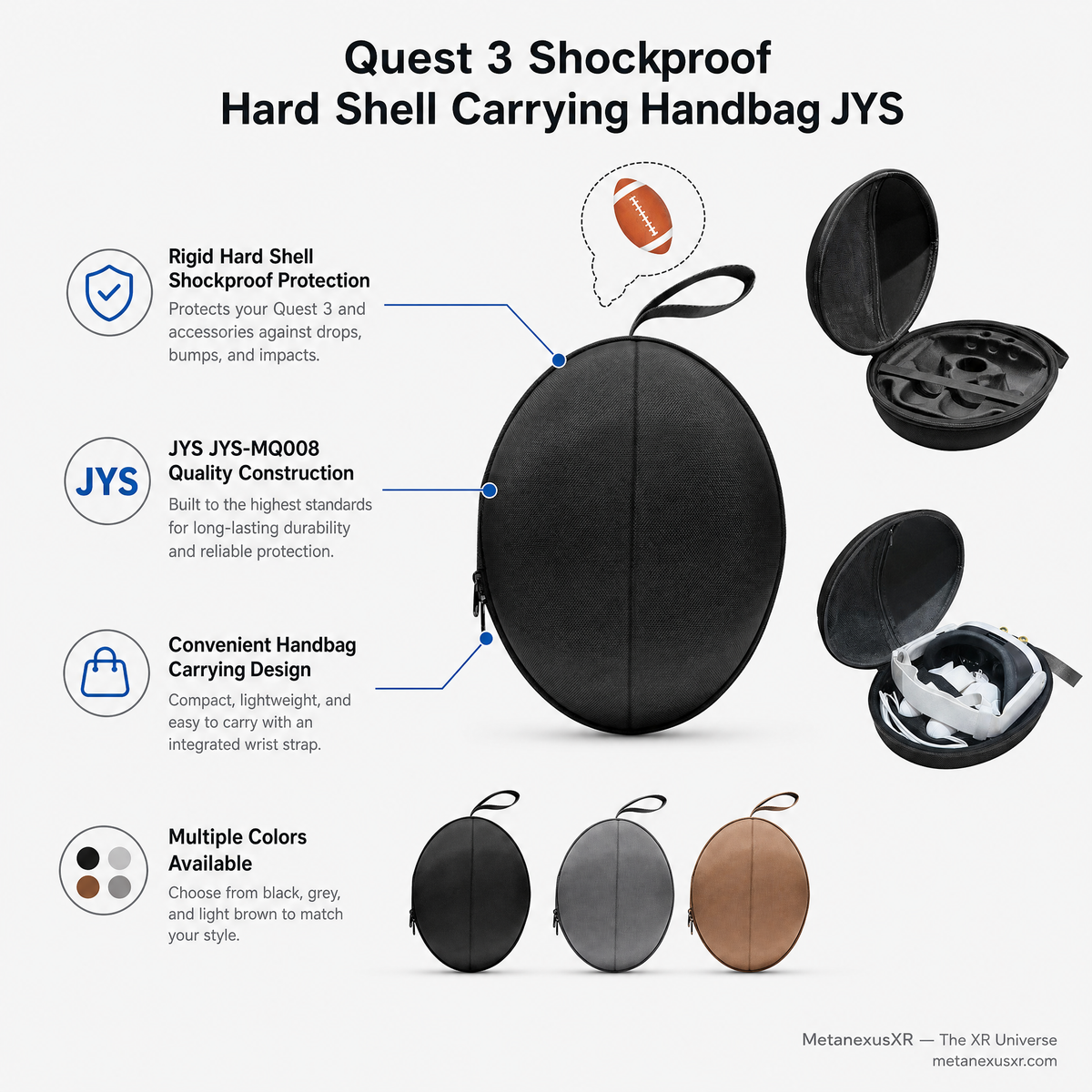 JYS JYS-MQ008 Quest 3 hard case opened showing die-cut foam interior - Metanexus XR