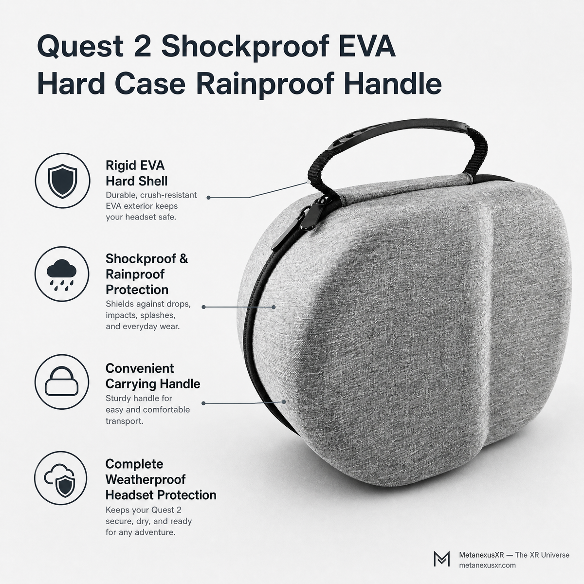 Quest 2 rainproof hard case opened showing interior - Metanexus XR
