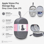 JYS grey linen Vision Pro case opened showing soft interior lining - Metanexus XR