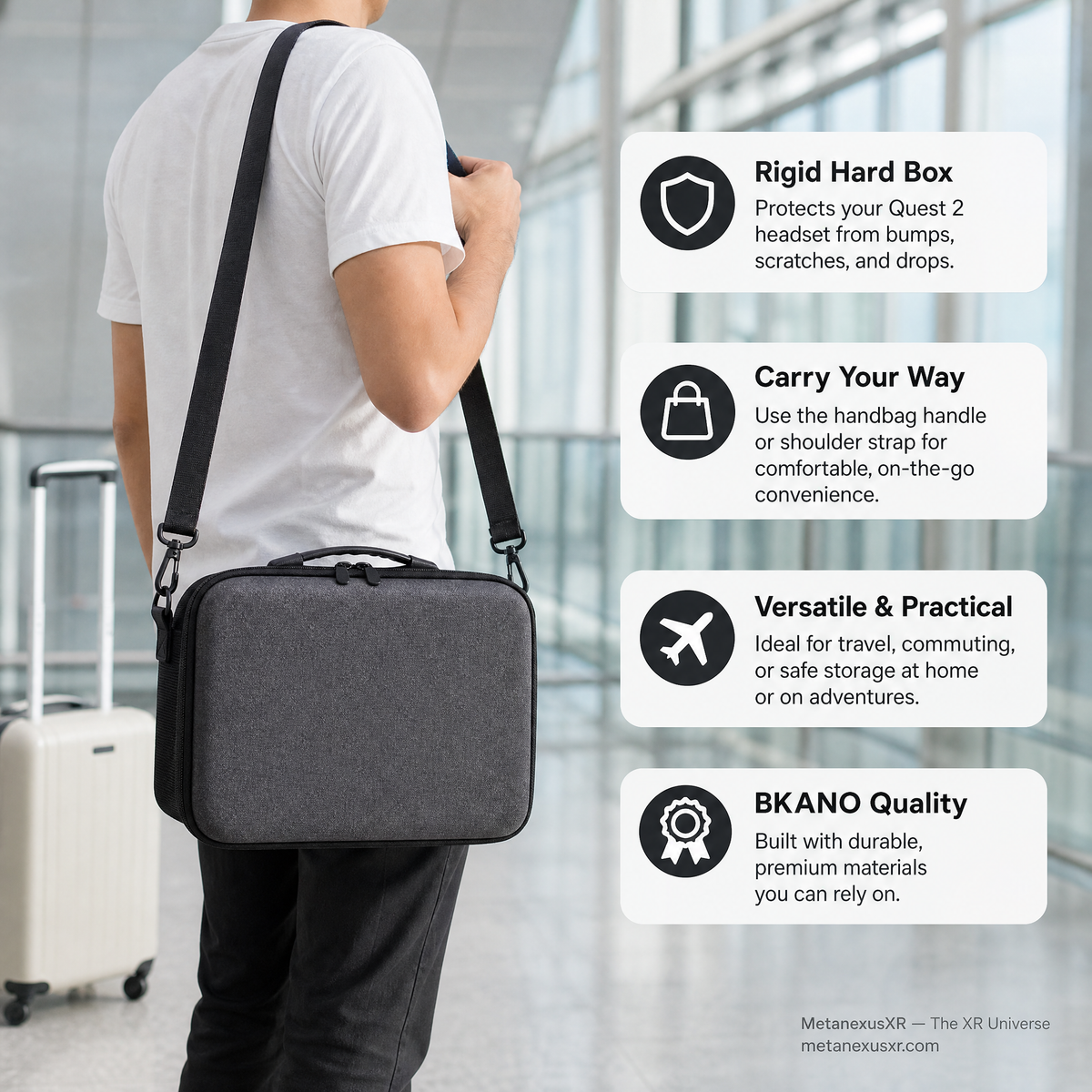 BKANO Quest 2 hard case with headset packed inside - Metanexus XR