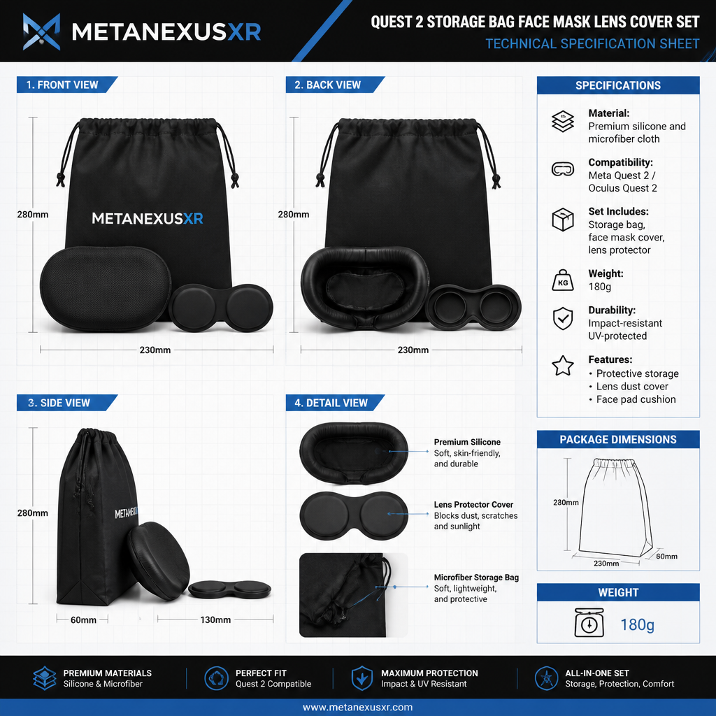 Quest 2 Storage Bag Face Mask Lens Cover Set — MetanexusXR — The XR Universe