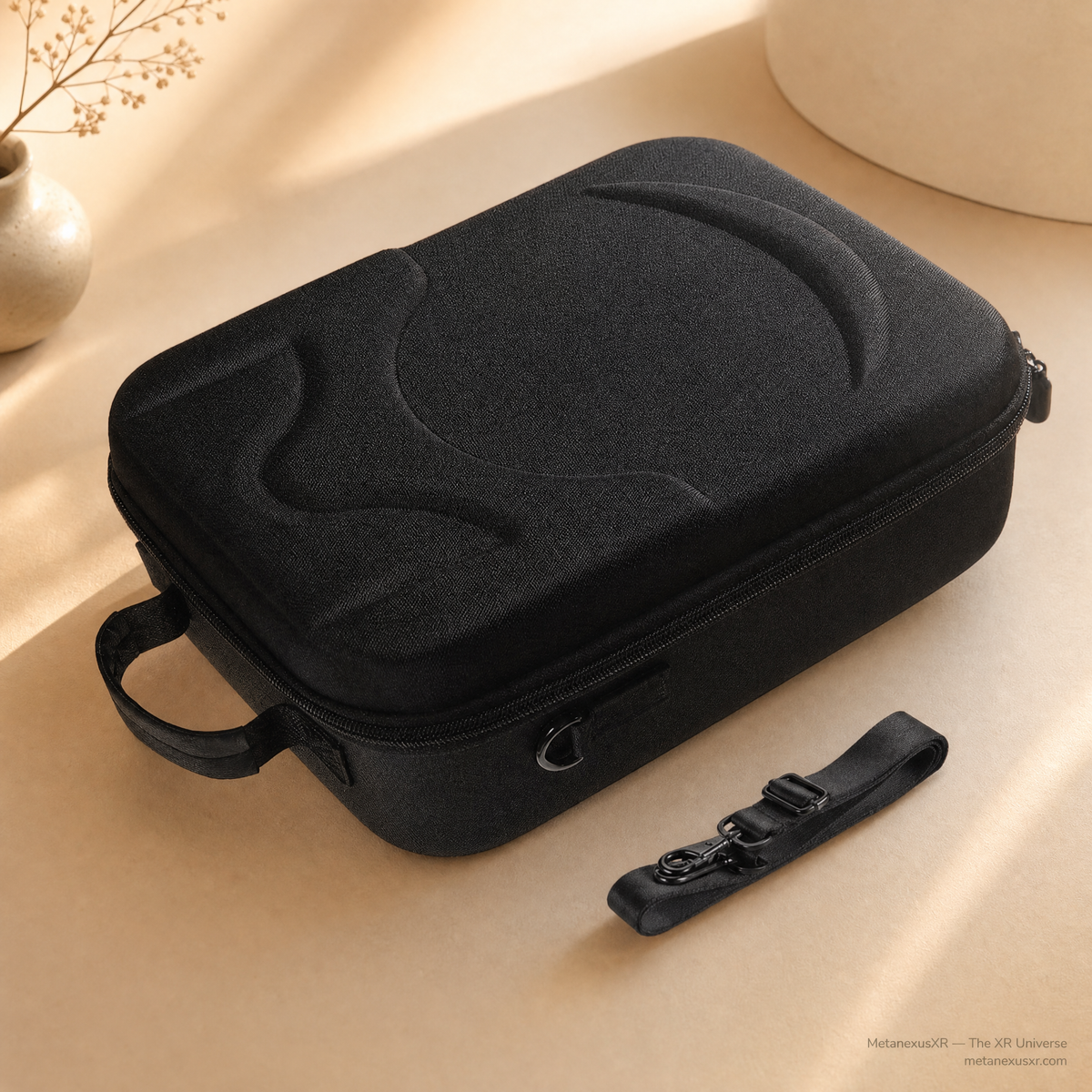 Quest 2 Oxford cloth case opened showing EVA core interior - Metanexus XR