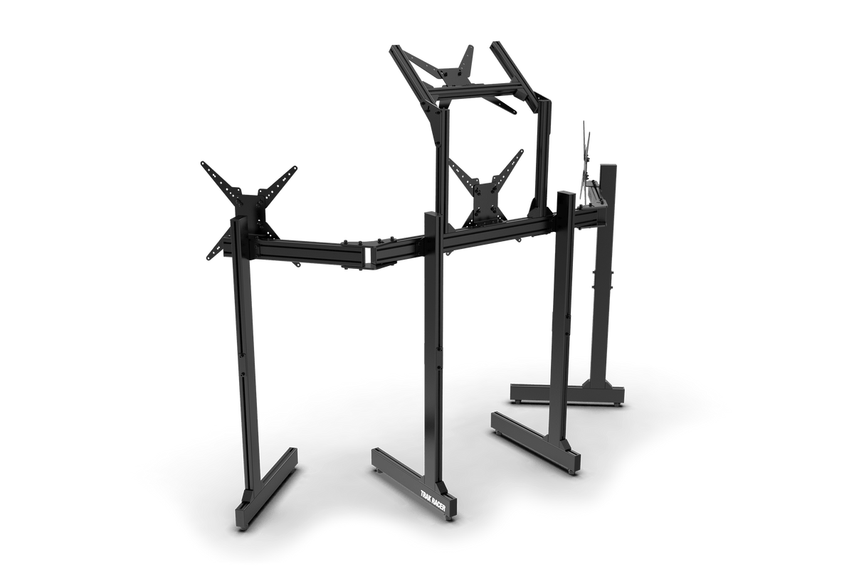Large Freestanding Quad Monitor Stand with Extra Support Legs – 3 x 55 Inch + 45 Inch Overhead – large freestanding quad monitor stand with four screens – photo 6 of 6