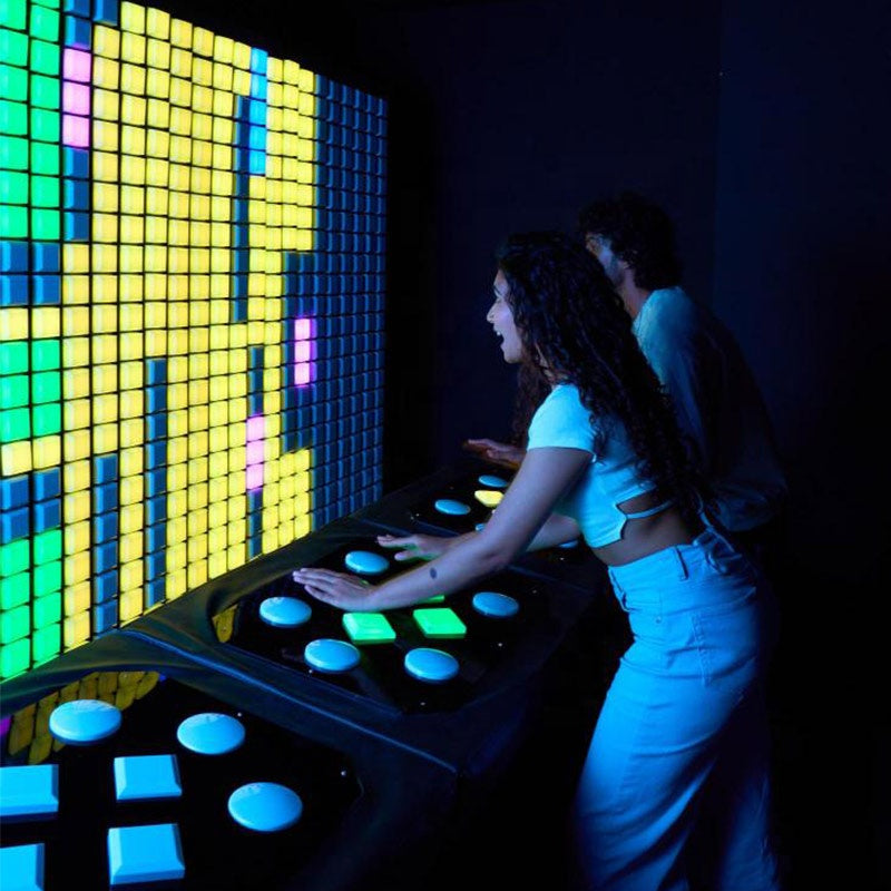 MetaNexusXR interactive LED wall grid challenge device for an activation control game. | MetaNexusXR