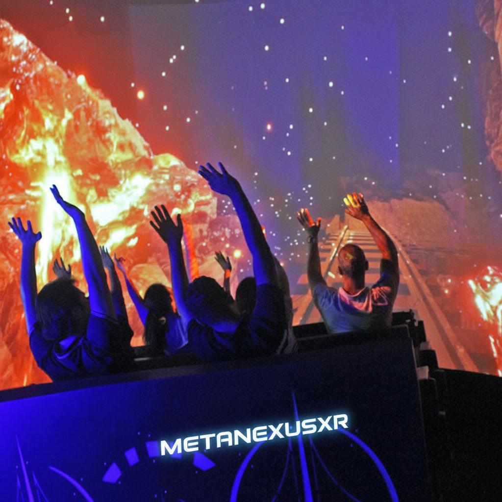MetaNexusXR's next-gen glasses-free 3D orbital cinema, an immersive dark ride for amusement parks.