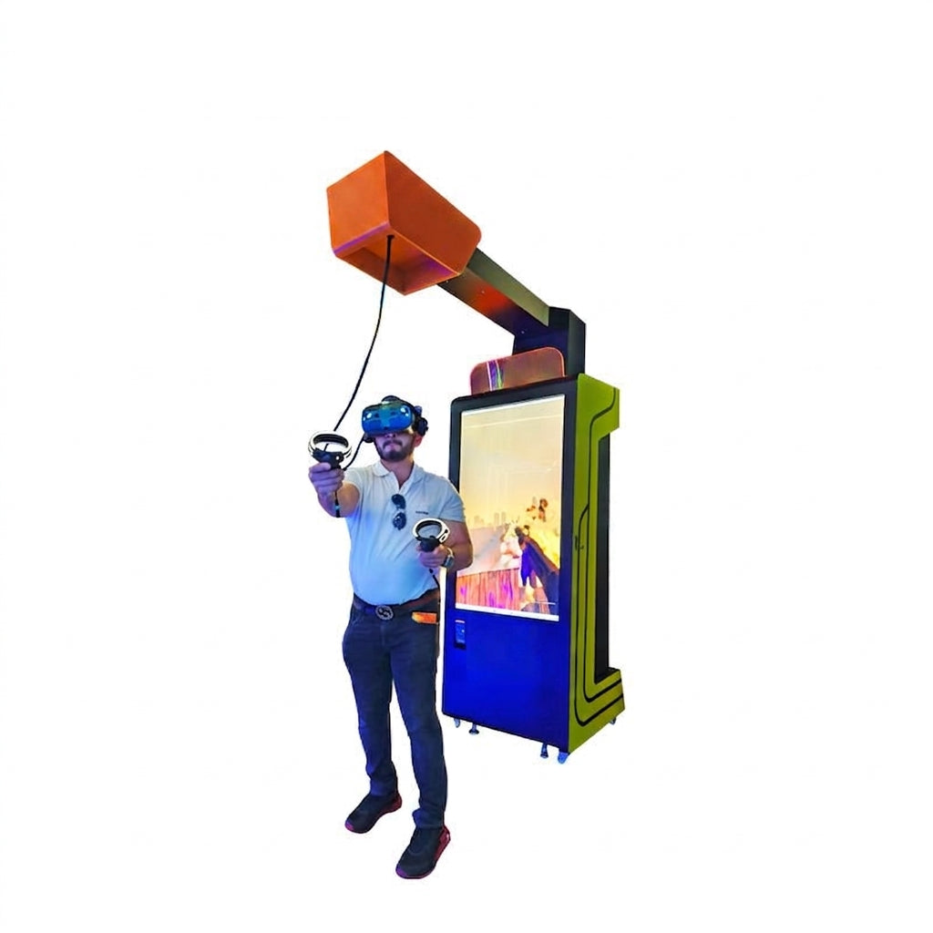 VR Self-Service Arcade System, full cabinet front view - MetanexusXR