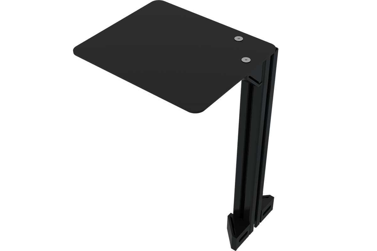 Mouse Shelf for Aluminium Profile Sim Rigs – 200x240 mm Plate with 400 mm 40x40 Profile & Brackets – mouse shelf with 40x40 profile on an aluminium sim rig – photo 1 of 4