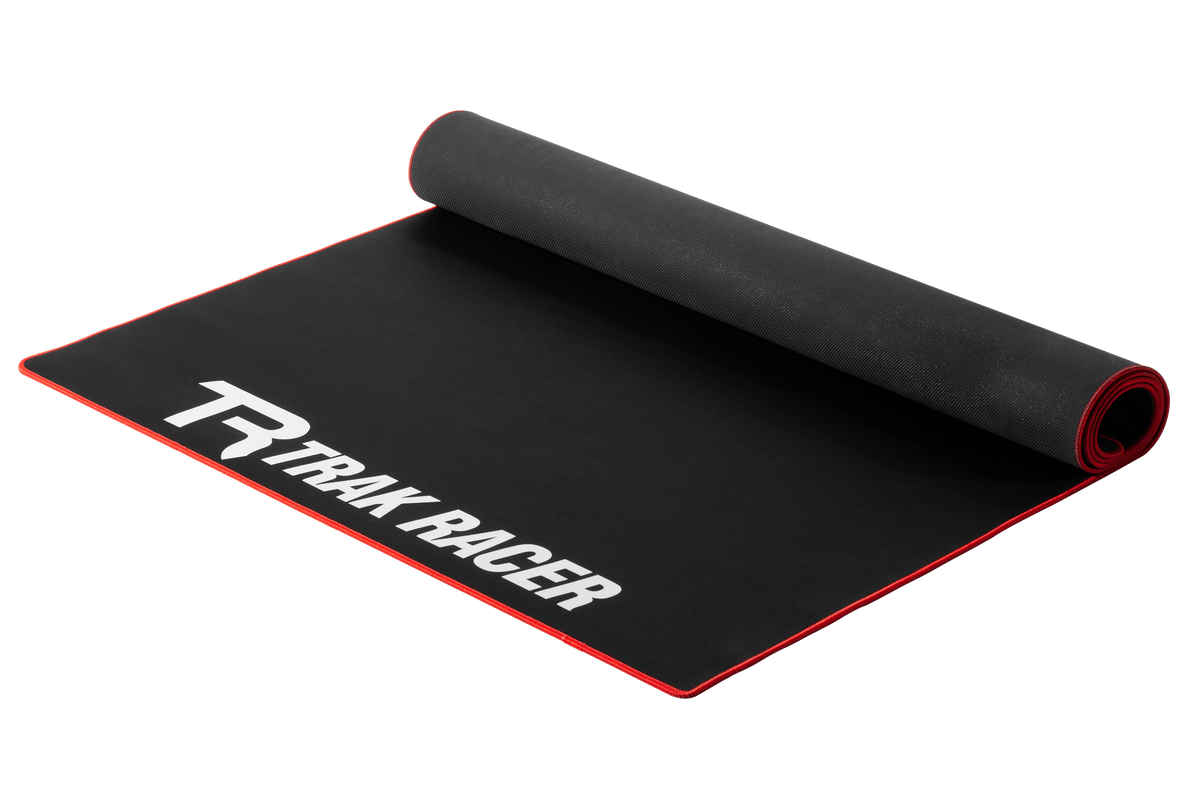 Neoprene Sim Rig Floor Mat 1800 x 900 mm – Floor Protection & Grip, Embroidered Edges – large neoprene sim racing floor mat under a cockpit – photo 1 of 5