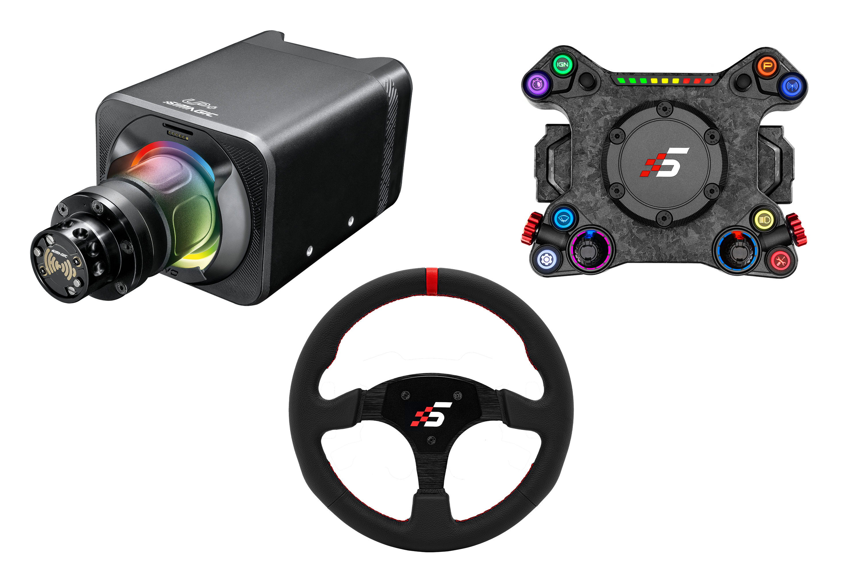 NexusDrive DD12 12 Nm Wheel Bundle – Modular Button Hub & 330 mm Leather Wheel – NexusDrive DD12 with modular button hub and leather wheel – photo 1 of 4