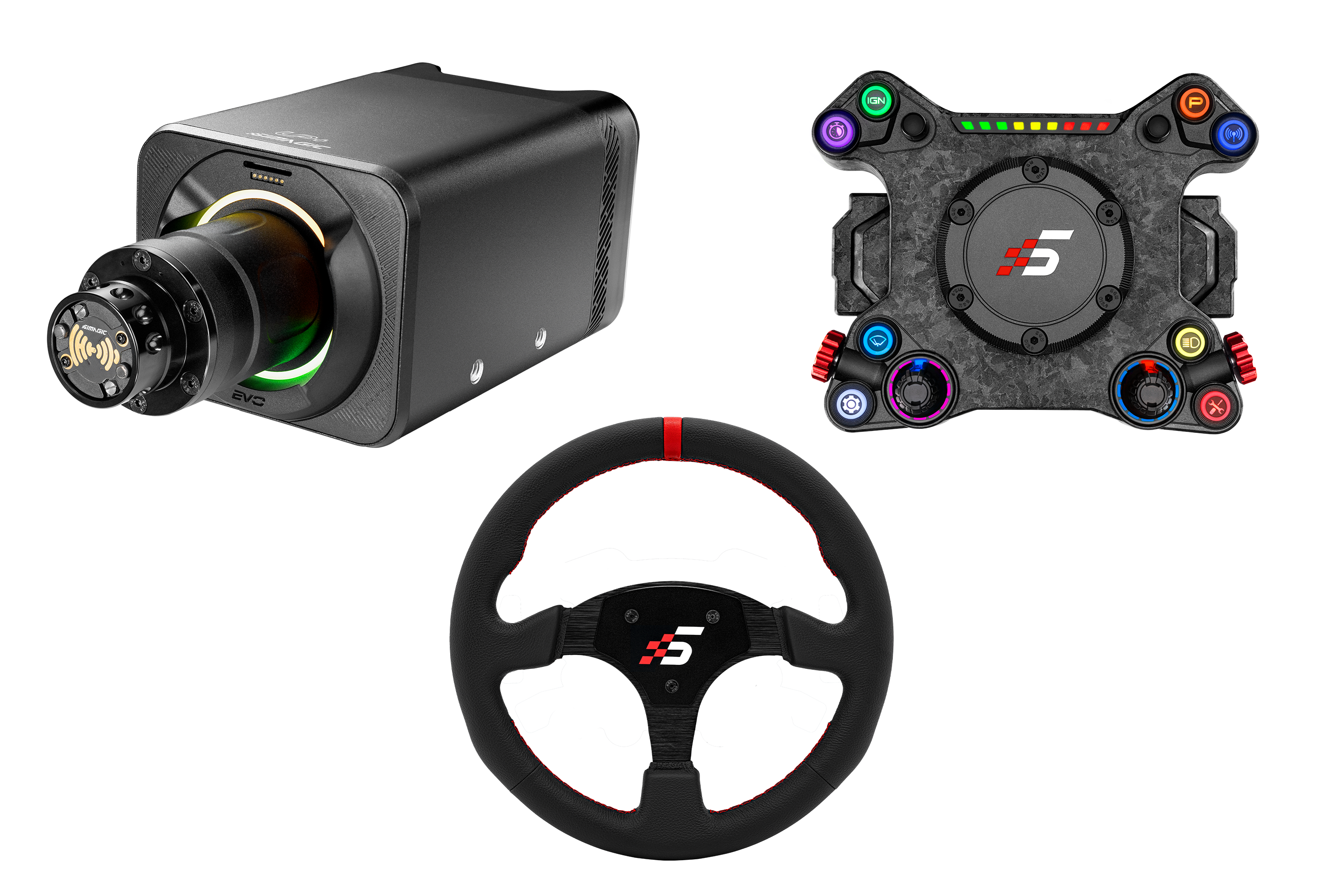 NexusDrive DD18 Pro 18 Nm Wheel Bundle – Modular Button Hub & 330 mm Leather Wheel – NexusDrive DD18 Pro with modular button hub and leather wheel – photo 1 of 4