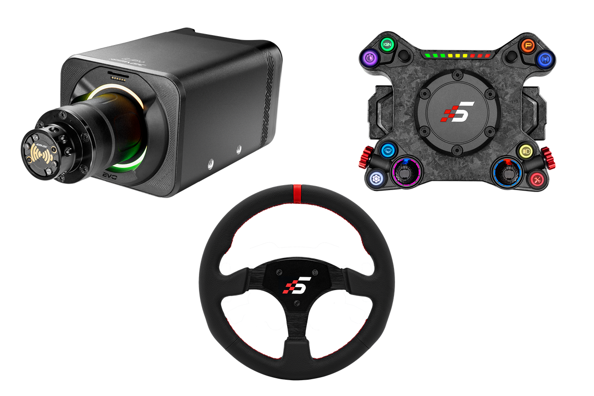 NexusDrive DD18 Pro 18 Nm Wheel Bundle – Modular Button Hub & 330 mm Leather Wheel – NexusDrive DD18 Pro with modular button hub and leather wheel – photo 1 of 4
