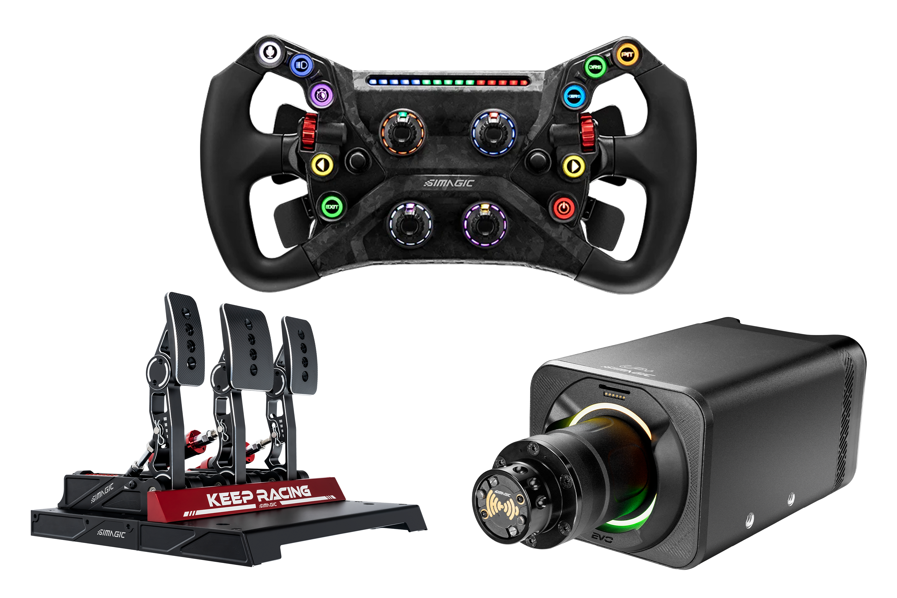 NexusDrive DD18 Pro Wheel & Pedal Bundle – 18 Nm Base, Carbon GT Wheel & Load Cell 3-Pedal Set – 18 Nm direct drive wheel and load cell pedal bundle – photo 1 of 4