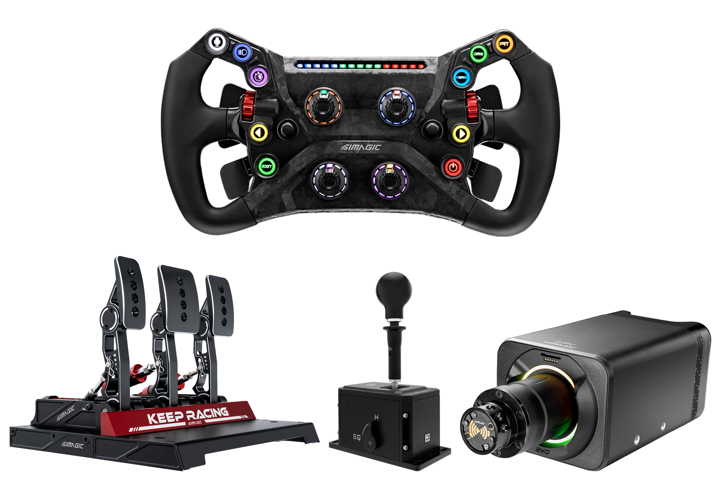 NexusDrive DD18 Pro Complete Bundle – 18 Nm Base, Carbon GT Wheel, 3-Pedal Load Cell Set & Dual-Mode Shifter – 18 Nm direct drive bundle with carbon wheel, pedals and dual-mode shifter – photo 1 of 5