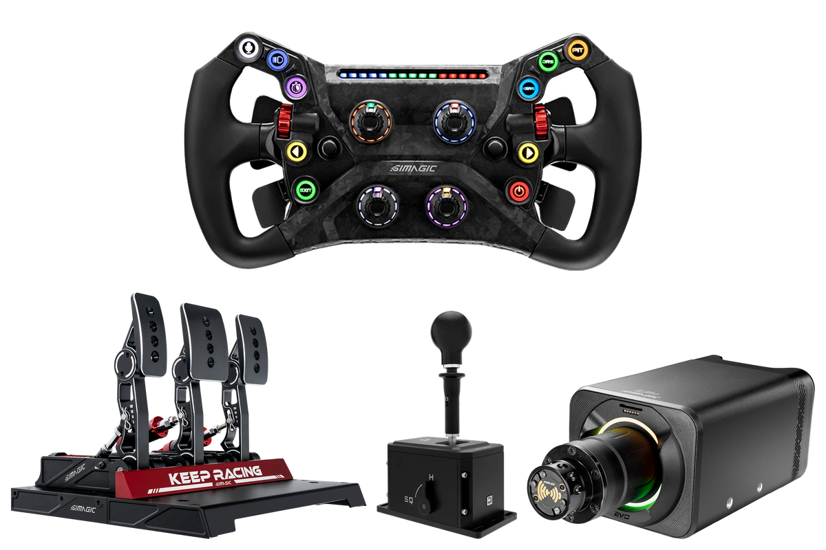 NexusDrive DD18 Pro Complete Bundle – 18 Nm Base, Carbon GT Wheel, 3-Pedal Load Cell Set & Dual-Mode Shifter – 18 Nm direct drive bundle with carbon wheel, pedals and dual-mode shifter – photo 1 of 5