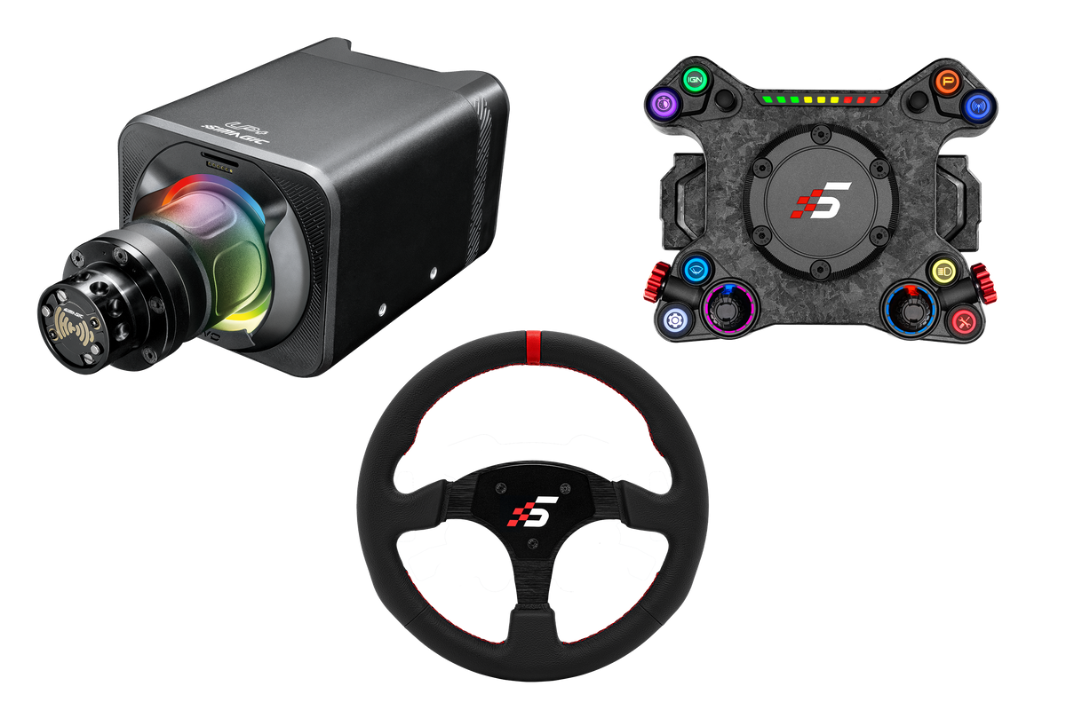 NexusDrive DD9 Sport 9 Nm Wheel Bundle – Modular Button Hub & 330 mm Leather Wheel – NexusDrive DD9 Sport with modular button hub and leather wheel – photo 1 of 4
