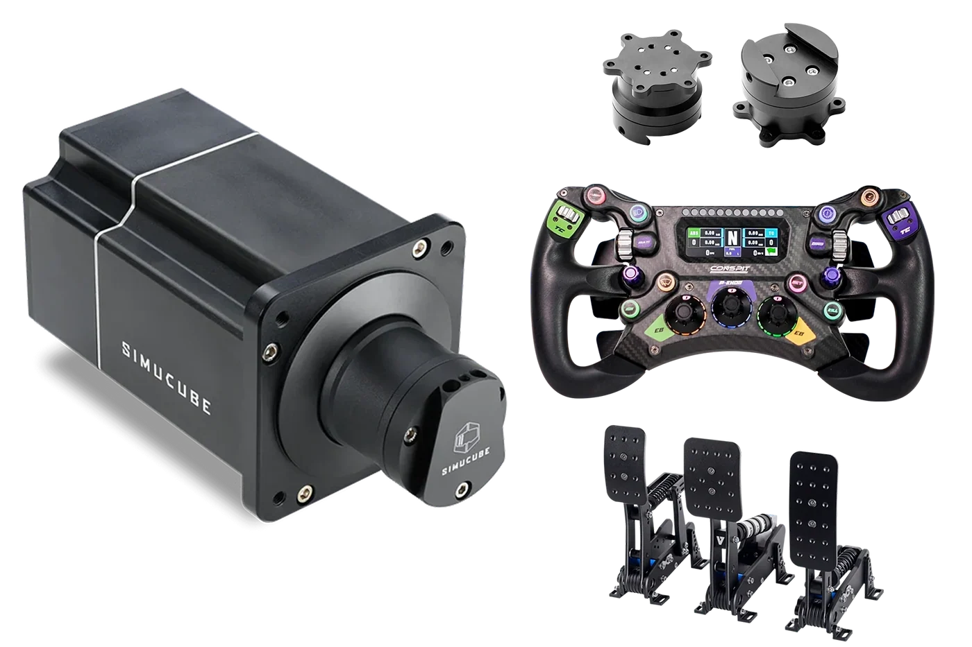 NexusDrive Elite Pro Wheel & Pedal Bundle – 25 Nm Base, GT 300 Wheel & 3-Pedal Set – NexusDrive Elite Pro bundle with GT 300 wheel and 3-pedal set – photo 1 of 6